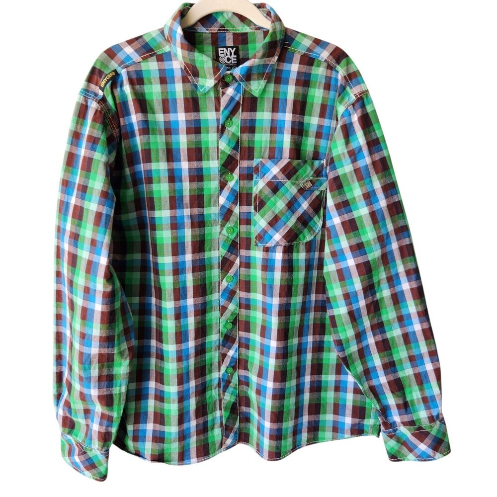 Enyce Sean Combs Co VTG Plaid Shirt XL Urban Streetwear Y2K Hip Hop Grunge Retro